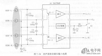 四声道放音磁头输入电路