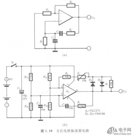 频率可调文氏电桥振荡器电路